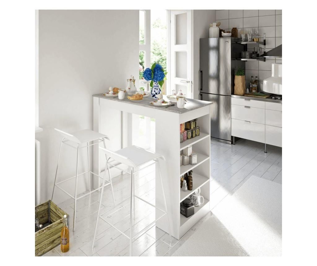 Konyhasziget, 4 polccal, szürke-fehér - BARI - 2