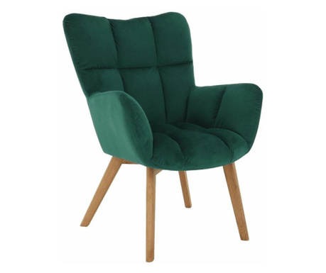 Modern steppelt bársony fotel, sötétzöld - BORIS