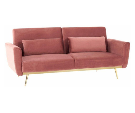 3 személyes bársony kanapé, ágyfunkcióval, rózsaszín - MARYLIN