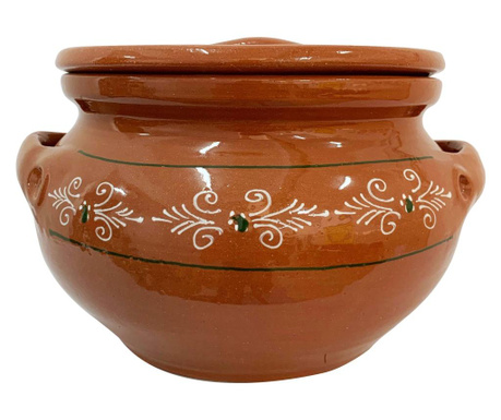Oala din ceramica de Arges realizata manual, Argcoms, Sarmale, Cu capac, Pictura traditionala, Mare