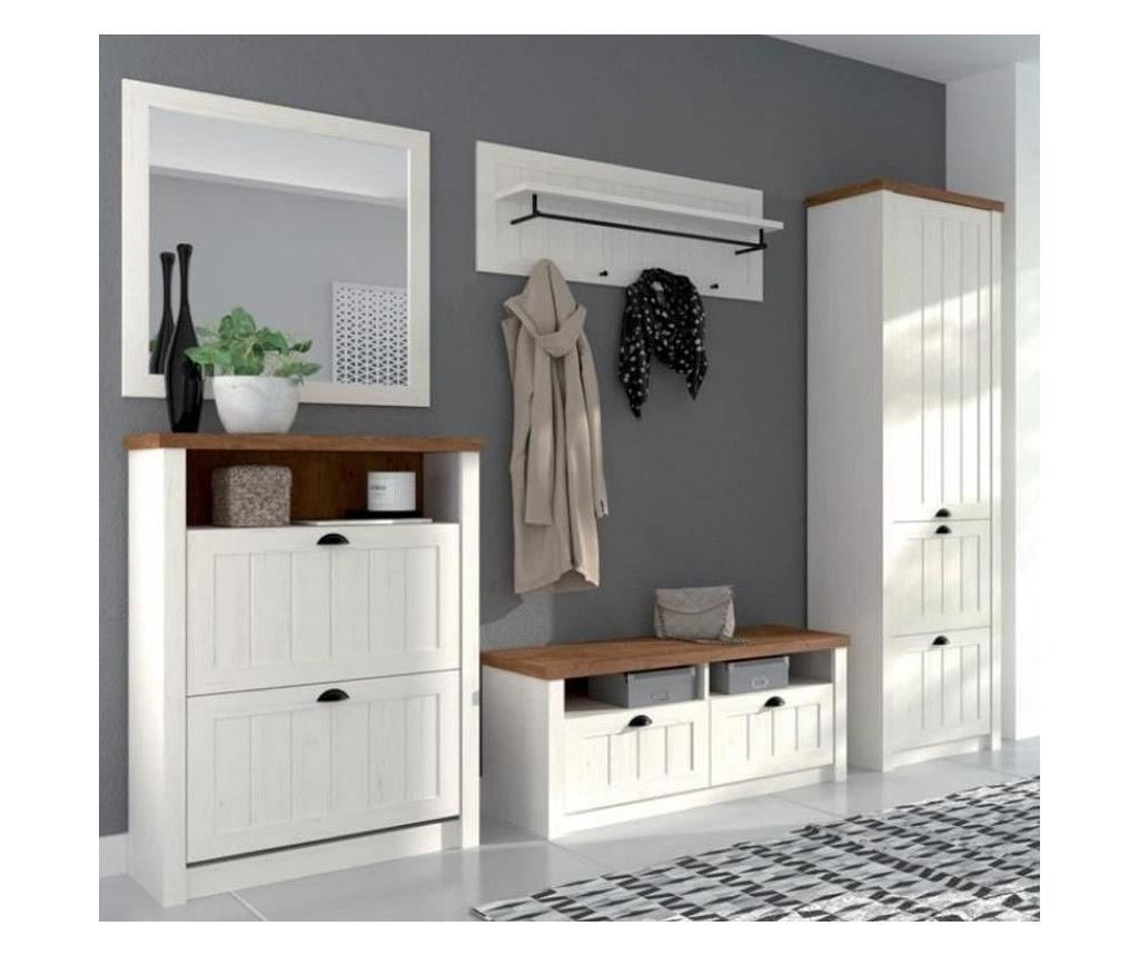 Polcos fali akasztó, akasztórúddal és 4 akasztóval, fehér - ENGLISH COTTAGE - 2