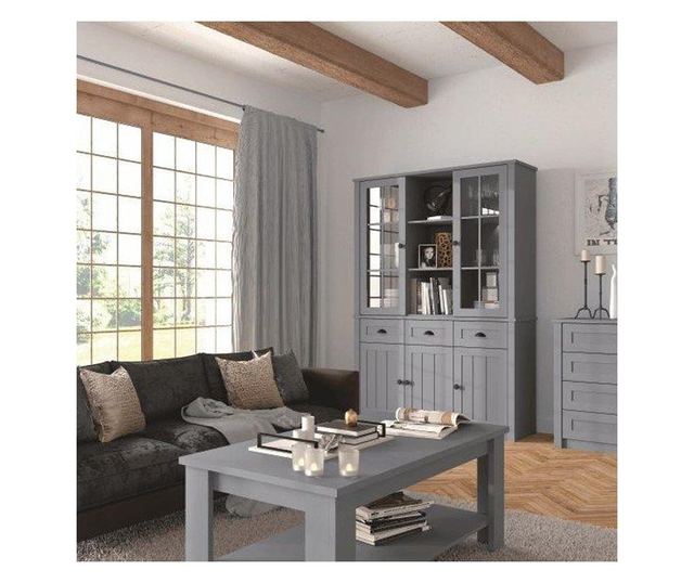 Háromajtós komód, 3 fiókkal, szürke - PROVENCE CHARME