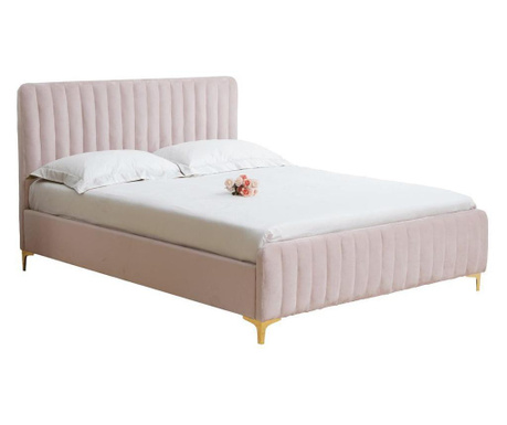 Steppelt bársonyszövet ágykeret, 160x200 cm, pasztell rózsaszín - PALACE