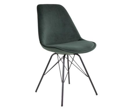 Modern bársony szék, fekete lábbal, fenyőzöld - TENKER