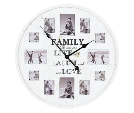 Képkeretes falióra, család felirattal, 60 cm, fehér - FAMILY