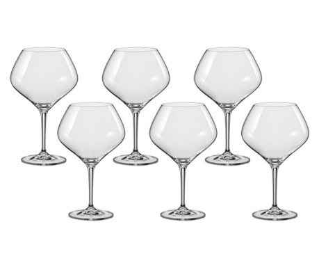 Set 6 pahare vin rosu bohemia cristal amoroso Bohemia Cristal, Transparent, 470 ml
