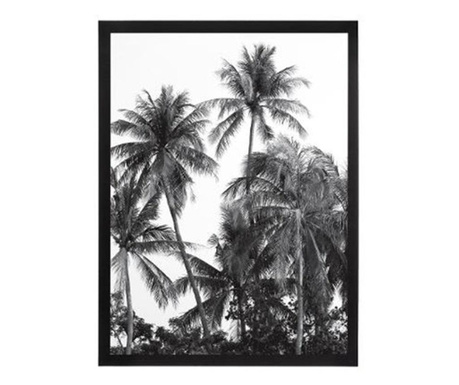 Tablou deco Palms, geam sticla, rama MDF, 32x42 cm