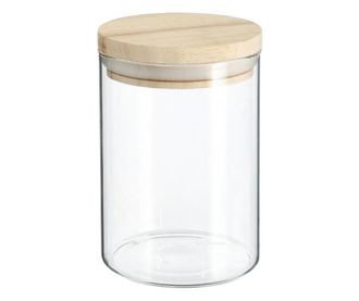 Recipient 5Five wood, 1000 ml, sticla borosilicata, capac lemn arbore de cauciuc,  10 x H18 cm
