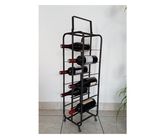 Suport 12 sticle vin Bernard, otel, negru, 23x23x80 cm