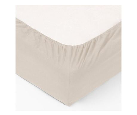 Cearsaf elastic Ivory, crem, bumbac, pentru saltea de 160x200x30 cm