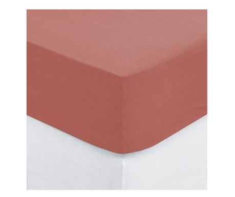 Cearsaf elastic Blush Red, bumbac, 160x200 cm