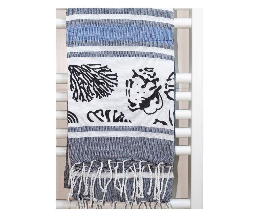 Prosop spa/plaja, 90x180 cm, 100% bumbac, model stelute de mare, culoare gri navy - 6
