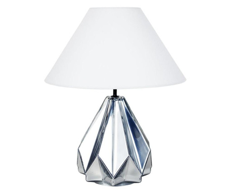 Lampa de masa Tosel, Helsinki, sticla suflata manual, LED A++, max. 40 W, E27, crom/alb, 45x45x54 cm