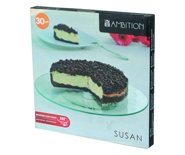 Suport rotativ pentru tort 30cm, sticla, AMBITION Susan