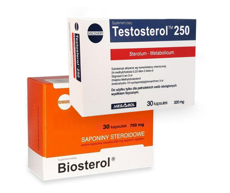 Pachet Megabol Biosterol 750 mg, 30 cps plus Testosterol 250, 30 cps, stimulare testosteron si hormon de crestere, inhibare estr