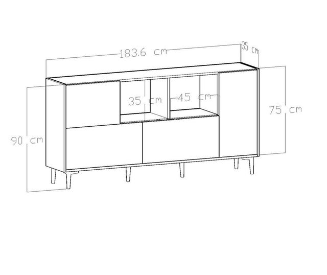 Bufet inferior Gauge Concept, Rafel, PAL, 183x35x90 cm
