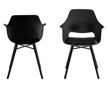 Set 2 scaune Actona, Ramona, negru, 57x53x85 cm