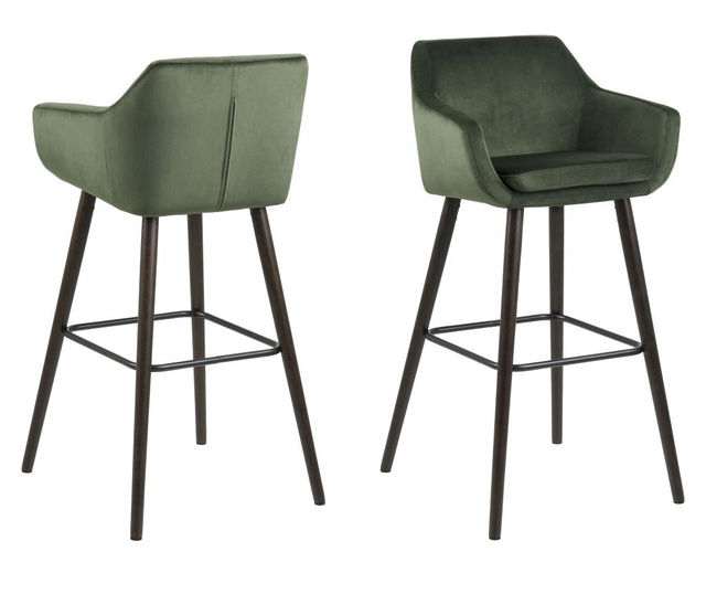 Set 2 scaune de bar Actona, Nora, verde, 55x54x101 cm