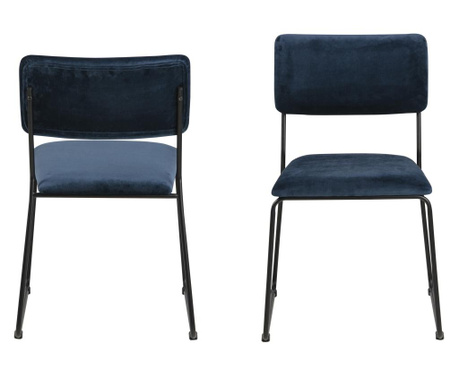 Set 2 scaune Actona, Cornelia, albastru, 54x50x80 cm