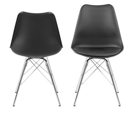 Set 4 scaune Actona, Eris, negru, 54x49x86 cm