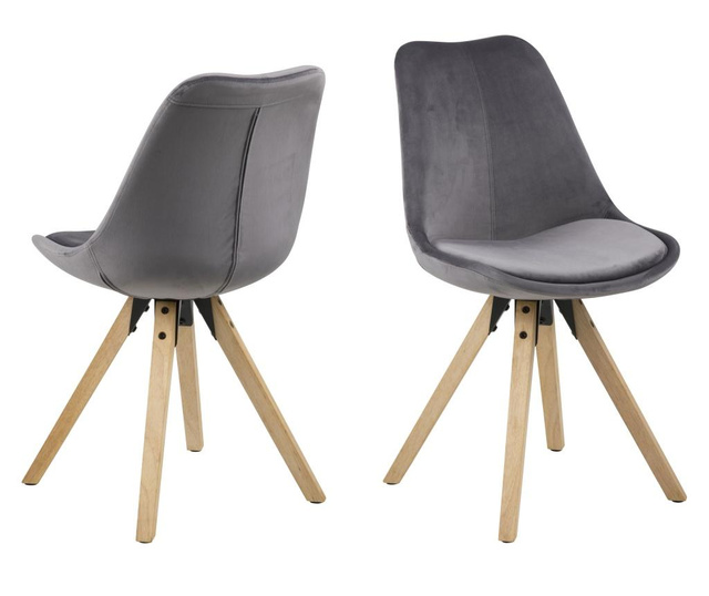 Set 2 scaune Actona, Dima, gri, 55x49x85 cm