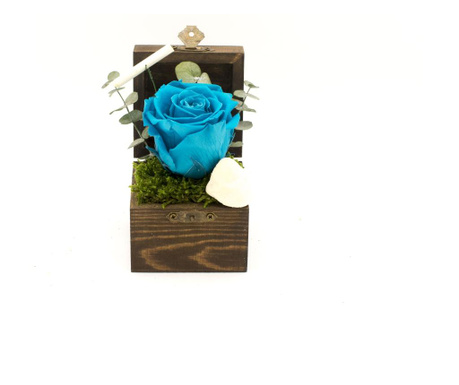 Aranjament floral, Cufar Candy cu Trandafir Criogenat Albastru Marin, Decoriada