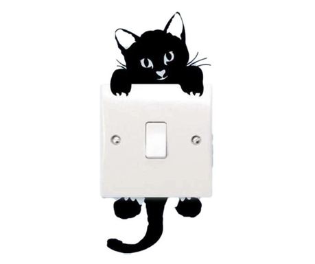 Sticker decorativ pentru intrerupator, Pisica, 11.5 cm, 1018STK