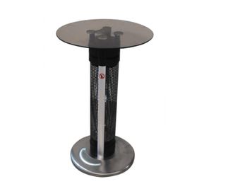 Masa de terasa cu incalzire, h 81.5 cm, d blat 50 cm, ip24, 1600 w, otel inoxidabil/sticla securizata, negru/argintiu