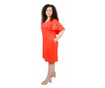 Rochie cu broderie din in, oranj, 54