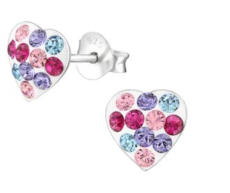 Cercei argint, Inima cu cristale Swarovski Multicolor, A4S32809