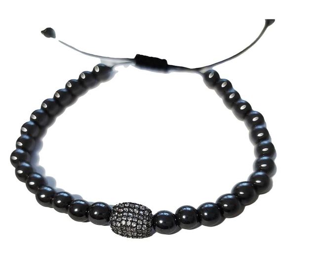 Bratara cu pietre naturale, Onix, Black Charm cu Zirconiu, A4B167