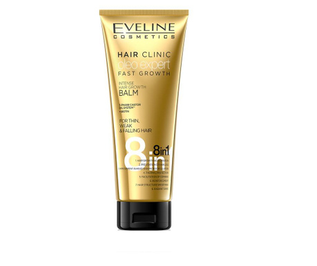 Balsam de par, Eveline Cosmetics, 8 in 1 Hair Clinic Oleo Expert pentru cresterea parului, 250 ml