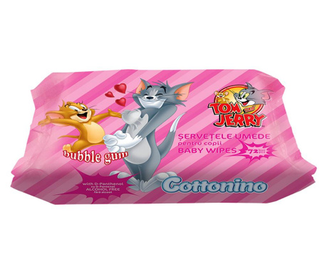 Servetele umede pentru copii, Cottonino, Tom & Jerry, Bubble Gum, 72 bucati
