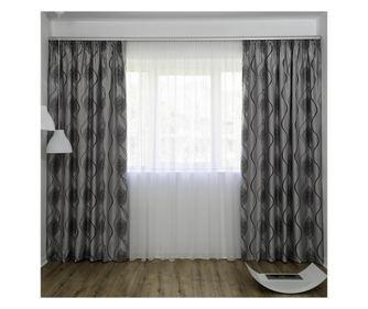 Set Decolis, Draperie Blackout Sharon Gri 2 buc x 150 cm, cu Perdea Voal Alb 1 buc x 300 cm, H-250 cm
