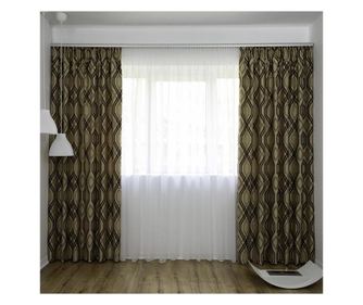 Set Decolis, Draperie Blackout Lorenzo Bej Maro 2 buc x 150 cm, cu Perdea Voal Alb 1 buc x 300 cm, H-250 cm