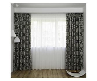 Set Decolis, Draperie Blackout Lorenzo Gri 2 buc x 150 cm, cu Perdea Voal Alb 1 buc x 300 cm, H-250 cm