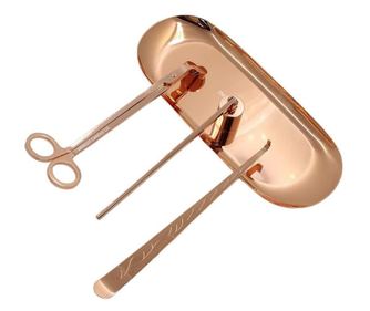 Suport si accesorii pentru lumanari din otel inoxidabil, Rose Gold