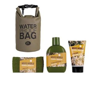 Set barbati Men"s World in husa impermeabila, Gel de dus 200ml, After shave balsam 75ml, Prosopel 3030cm