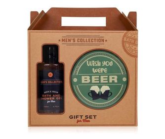 Set gel de dus Men"s Collection in cutie hartie kraft, Gel de dus 180ml, Suport bere 2 bucati