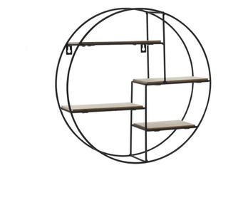 Raft perete cadru metalic, negru/natur, 40x10 cm