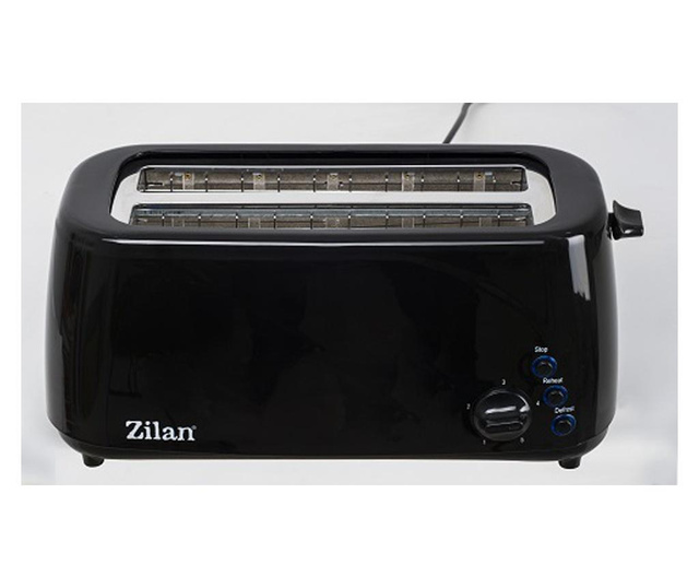 Prajitor paine dublu Zilan ZLN-2713, Negru, 1400W, 5 grade rumenire si functii multiple