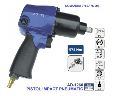 Pistol Impact pneumatic 574Nm 6.3 bari 1/2", ADLER AD-1260 Profesional