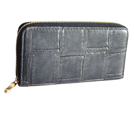 Елегантен дамски портфейл с цип 20 см х 10 см, сив