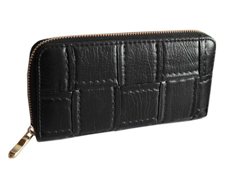 Елегантен дамски портфейл с цип 20 см х 10 см, черен