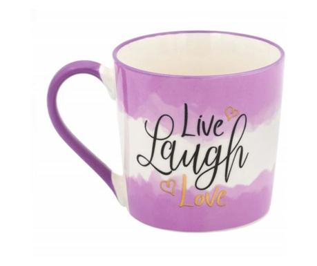 Чаша за бутер кафе с послание, Live Laugh & Love, 380 мл
