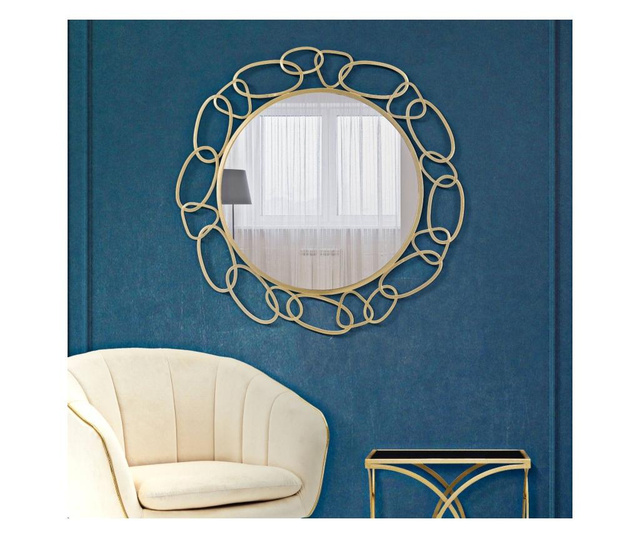 Oglinda de perete Mauro Ferretti, Glam, fier, 84x2x84 cm, auriu