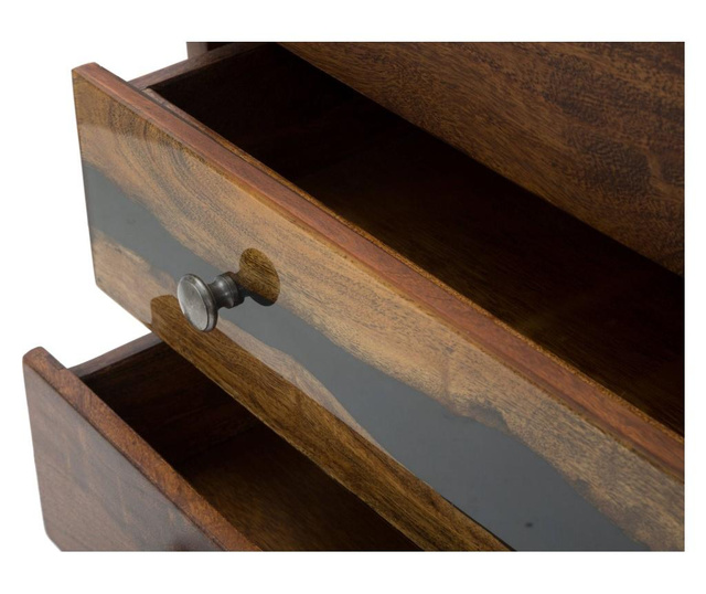 Dulapior cu 3 sertare Mauro Ferretti, Industrial, lemn de salcam, 88x45x75 cm, maro/gri