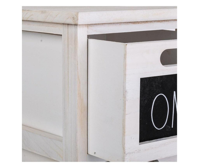 Dulapior cu 4 sertare Creaciones Meng, Creaciones Meng, lemn de paulownia, 26x32x81 cm, alb/negru
