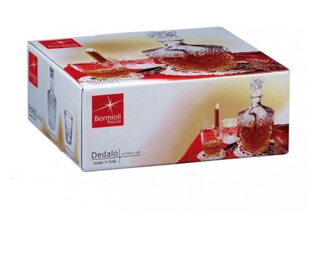 Set whisky 7 pcs bormioli dedalo (decantor 790 ml + 6 pahare whisky 260 ml)