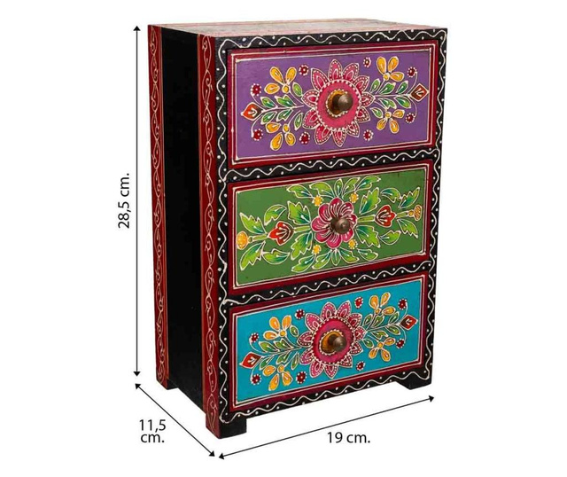 Dulapior cu 3 sertare Creaciones Meng, Creaciones Meng, MDF, 19x12x29 cm, multicolor